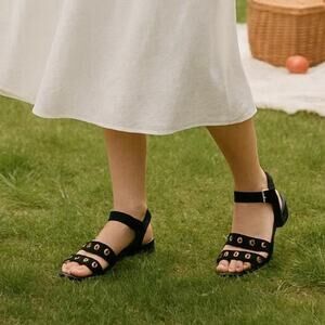 Edgy Black Grommet Gladiator Sandals Topshop Women’s 6